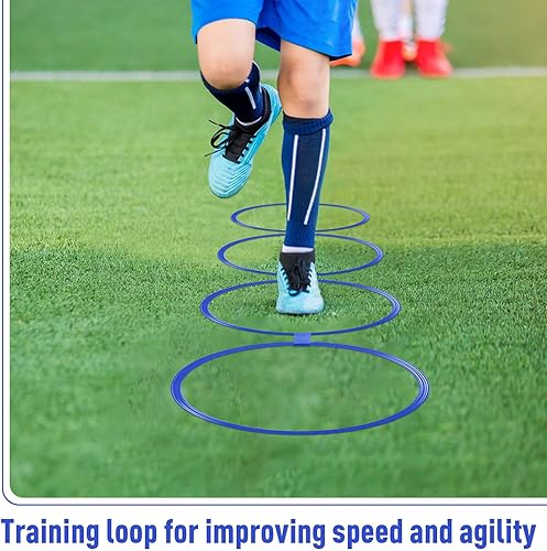 Miniatura 5 de Shappy 50 anillos de agilidad con bolsas de almacenamiento, anillos de entrenamiento de agilidad de 15 pulgadas, anillos de ejercicio de plástico,