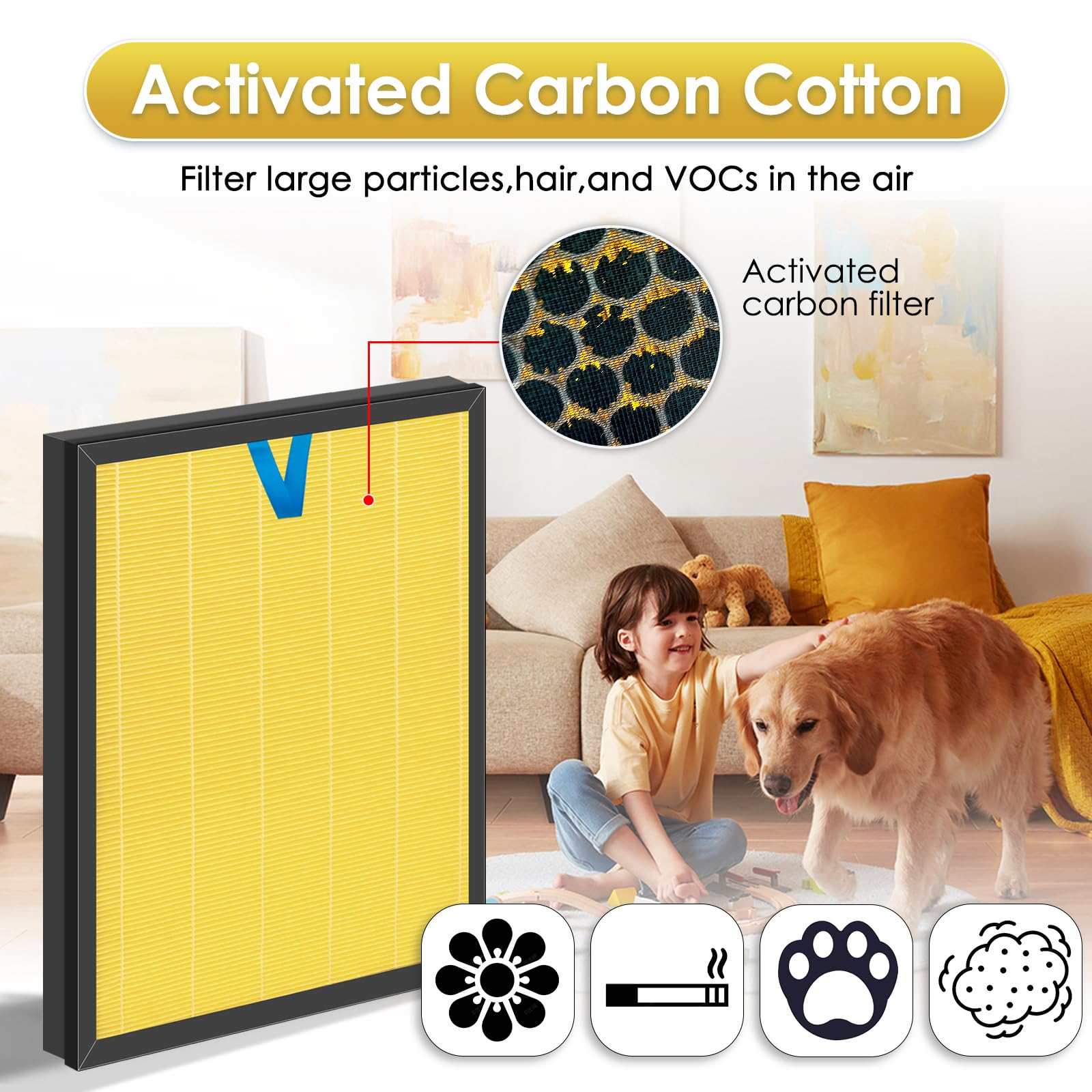 3 Sztuki filtra zastępczego Vital 200S Pet Care – Kompatybilne z oczyszczaczami powietrza LEVOIT Vital 200S i Vital 200S-P, prawdziwy filtr HEPA H13, 3w1 z węglem aktywnym, zamiennik #Vital 200S-RF-PA