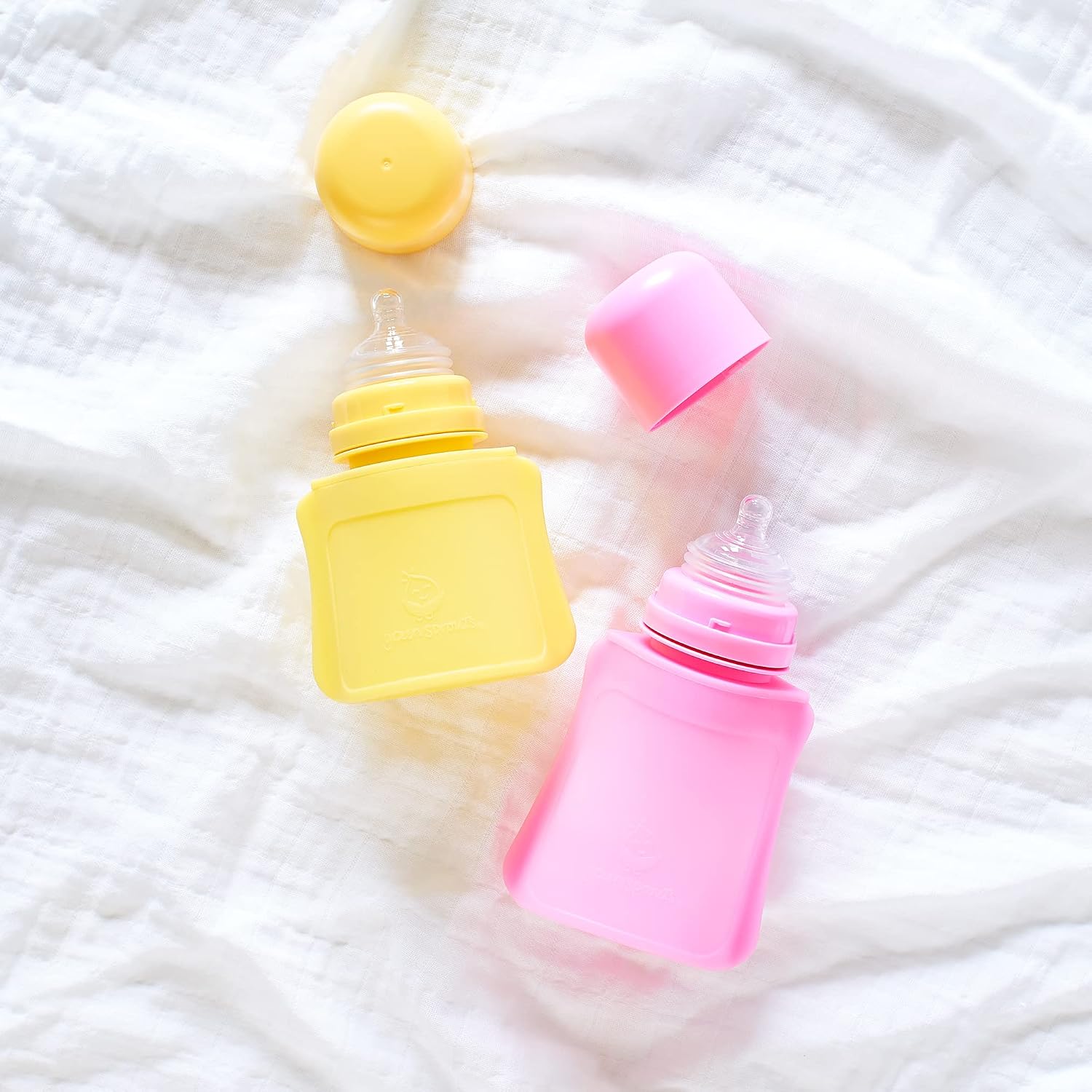 green sprouts Sprout Ware Baby Pocket Made from Silicone and Plants (8 oz.), Non-Toxic Silicone Plant-Based Plastic Baby Pocket Without BPA, BPS, BPF - Yellow