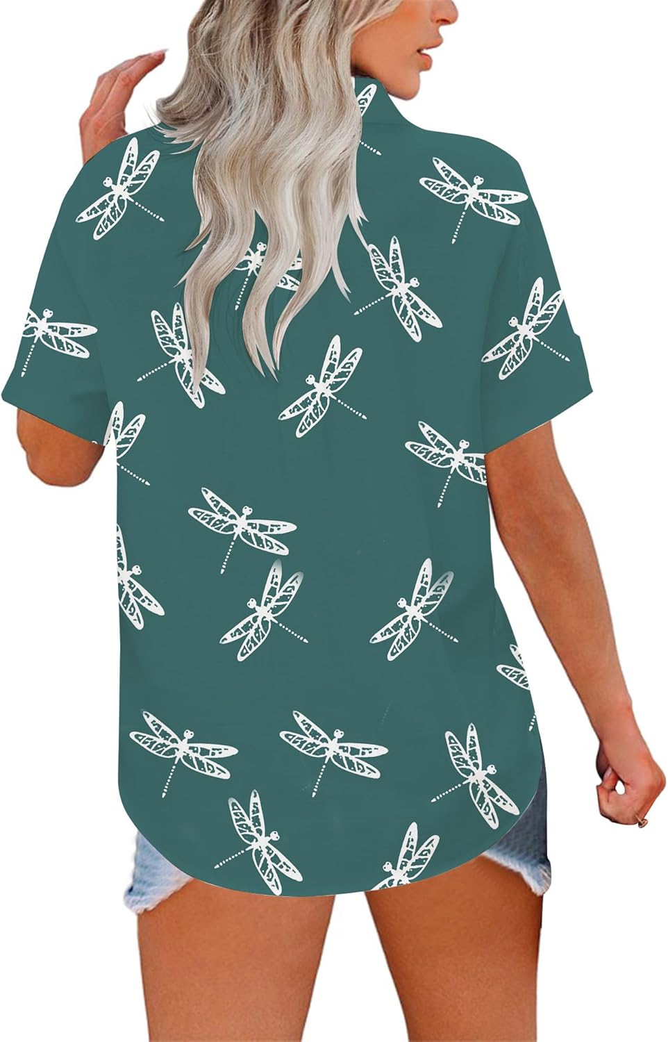 Short Sleeve Floral Tops for Women Summer Flower Printed V Neck Tshirts Button Down Tops Dressy Casual - Image 5