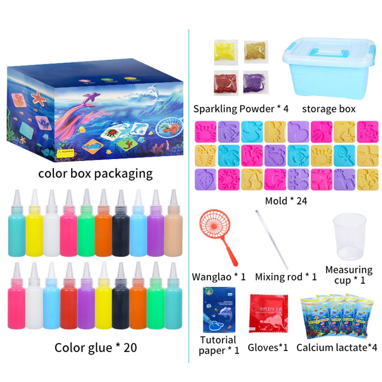 Wassergel-Set für Kreativspiele Kreativ-Set mit 12 Cartoon-Formen | DIY Kunsthandwerk-Set für und Mädchen ab 3 Jahren, Kindergeburtstag, Zuhause, Schule, Klassenzimmer