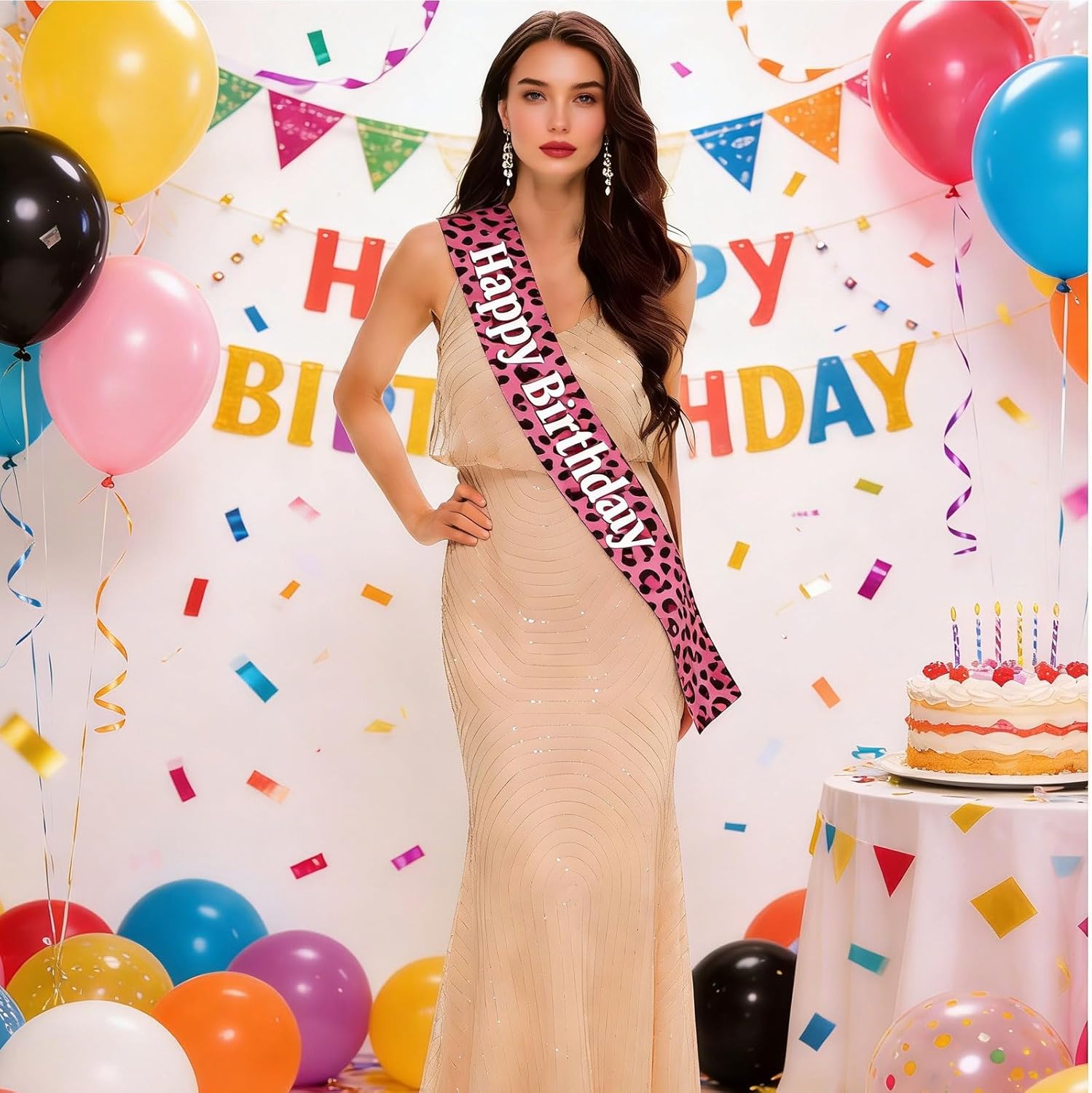 Bubsy Leopard Gepardo Happy Birthday Wishes Sash Girl Pink Birthday Party Gifts Safari Wild Jungle Birthday Celebration