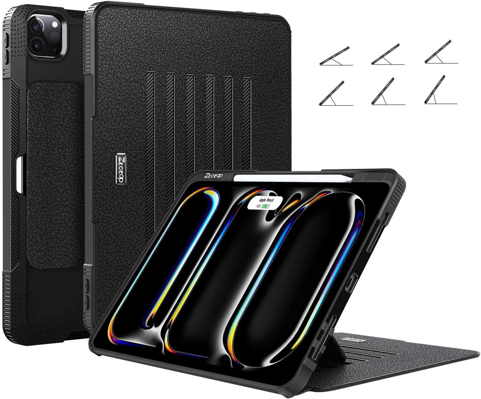 ZtotopCases for iPad Pro 12.9 Case 6th/5th/4th Generation 2022/2021/2020 & iPad Pro 13 Inch Case 2025(M5)/2024 (M4), [6 Magnetic Stand Angles] Protective Cover with Pen Holder, Auto Wake/Sleep, Black