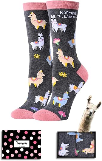 HAPPYPOP Funny Animal Gifts for Women - Novelty Farm Animal Print Socks for Teen Girls