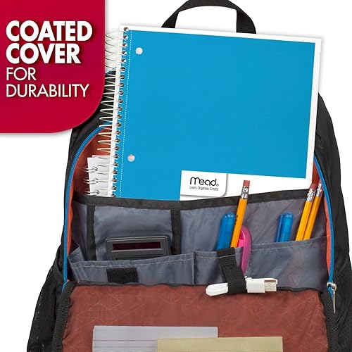 Miniatura 4 de Mead Cuaderno de espiral, 5 materias, papel a rayas anchas, 7-12 x 10-12 pulgadas, 180 hojas, el color variará (930205-25)