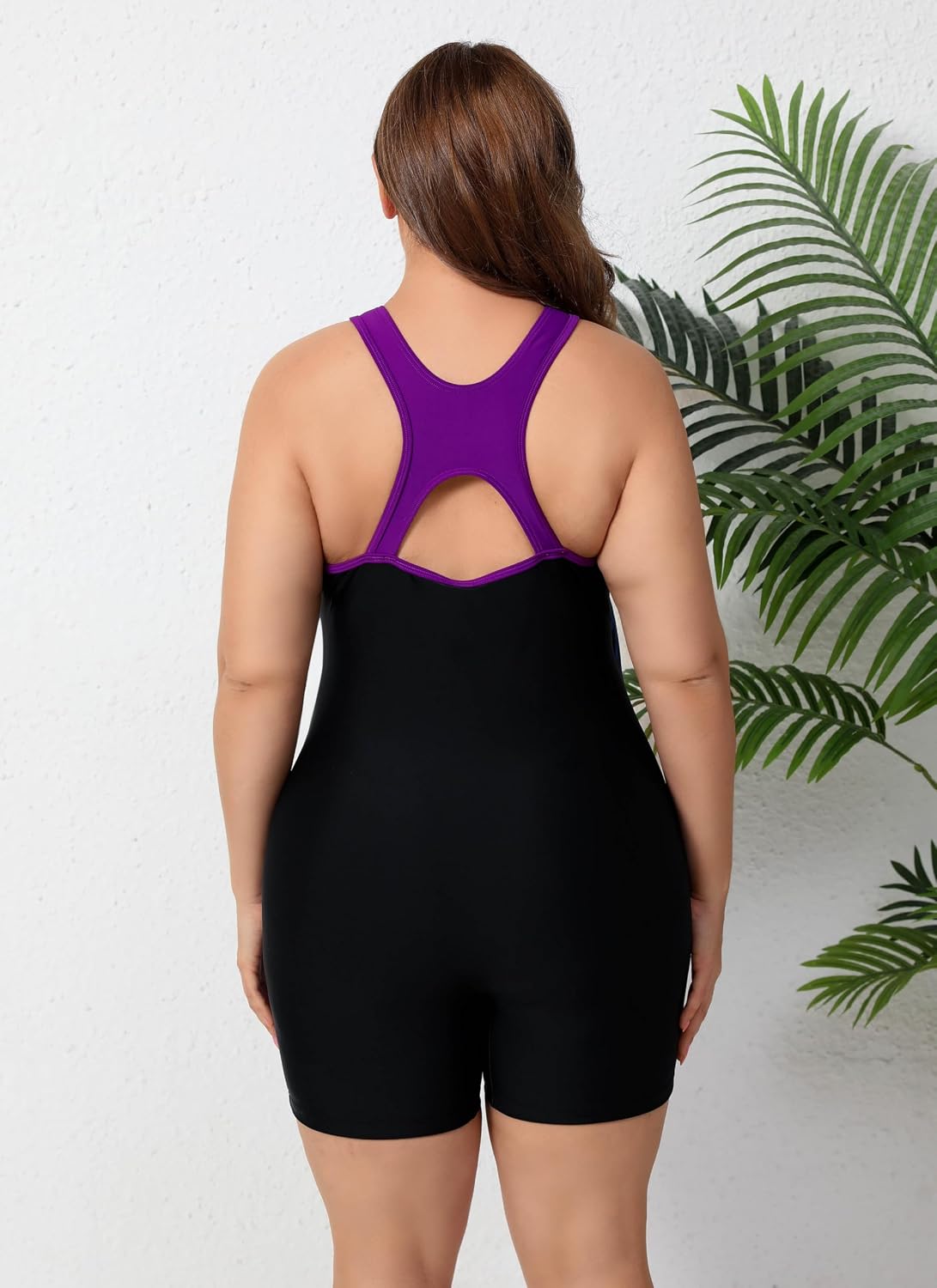 Halcurt Women's Plus Size Boyleg One Piece Swimsuit Racerback Athletic Full Coverage Bathing Suit