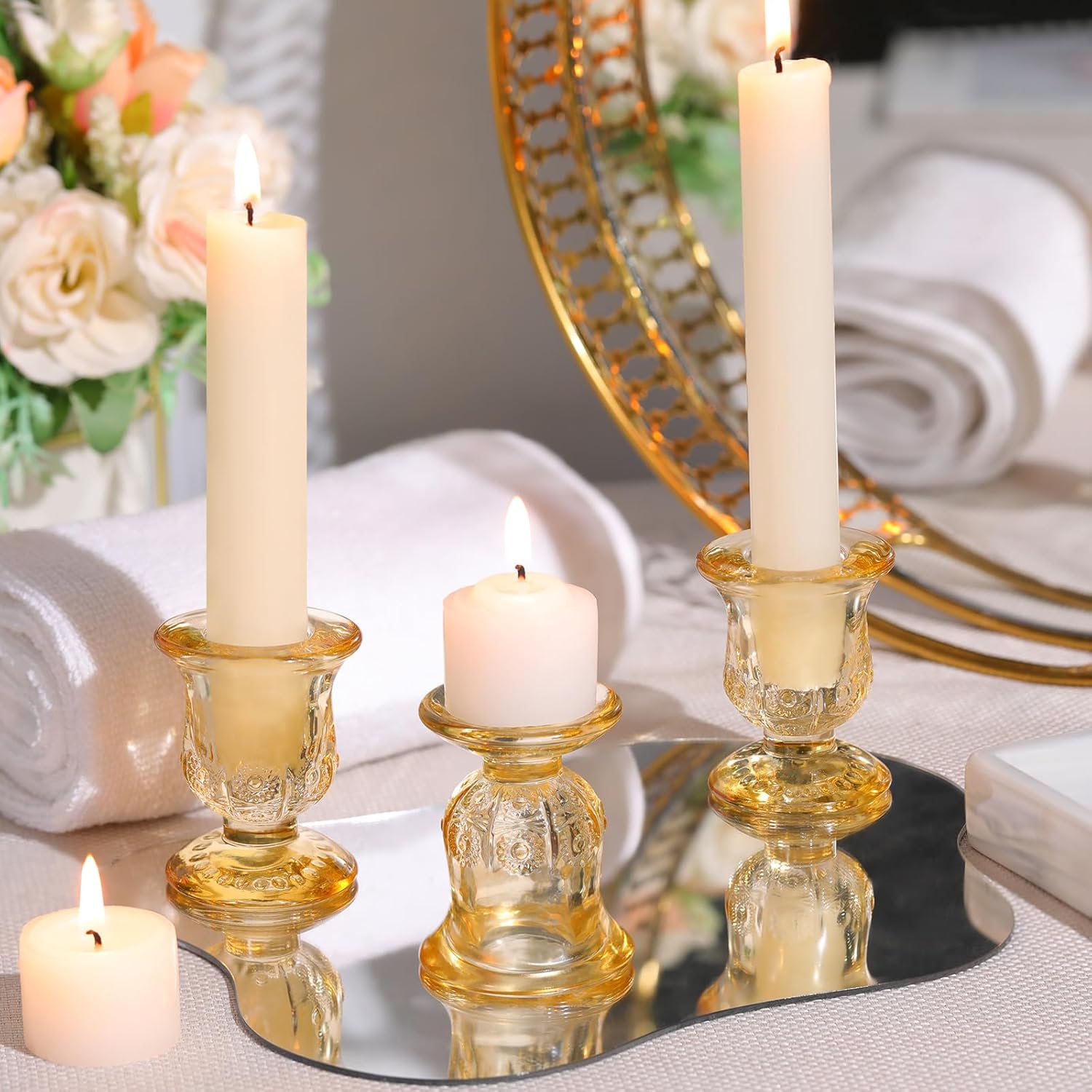 10pcs Gold Candlestick Holders, Glass Taper Candle Holders for Table Centerpiece Decor, Wedding, Birthday, Gift - Image 6