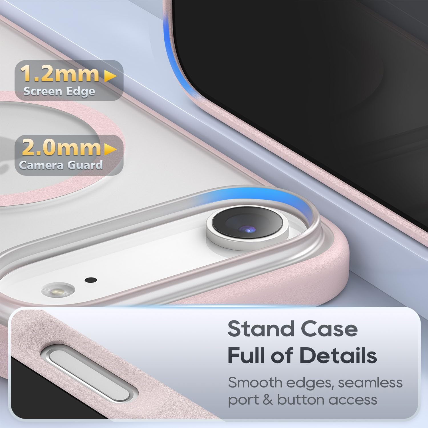 for iPhone Air 6.5-Inch with Magnetic Rotable Slim Kickstand Compatible with MagSafe Frosted Matte Shockproof Protective Phone Cover 6.5" 2025, Pink