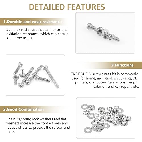 Miniatura 4 de Kindroufly 562 piezas de tornillos Phillips de cabeza panorámica M2 x 46 810 1216 0.787in, kit surtido, acero inoxidable 304, rosca totalmente a