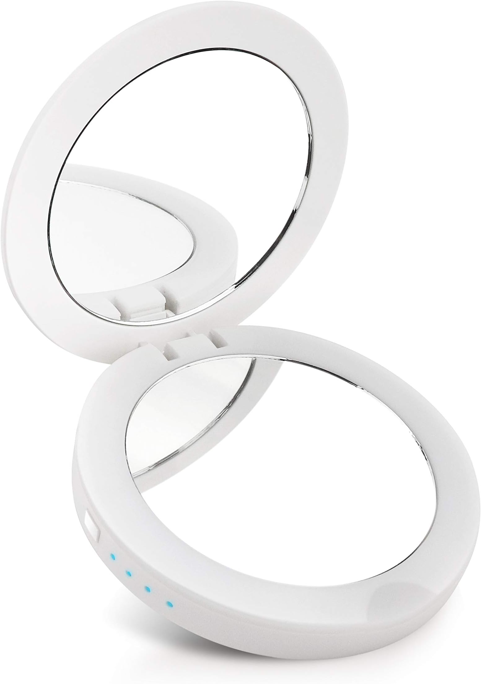 LivingTek Portable Charger Makeup Mirror Powerbank | Featuring a Compact Makeup Mirror with LED Lights and Functional High-Speed 3000mAh Charger | Magnified Reflections for Precise Makeup Application