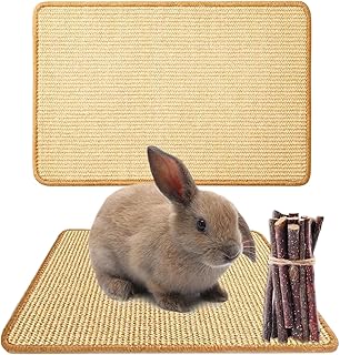 Tapis Griffoir pour Lapin Tapis de Soin des Griffes et des Dents Jouets à Mâcher Naturels pour Petits Animaux, Litière Rafraîchissante et Accessoires de Cage pour Nidification et Sommeil