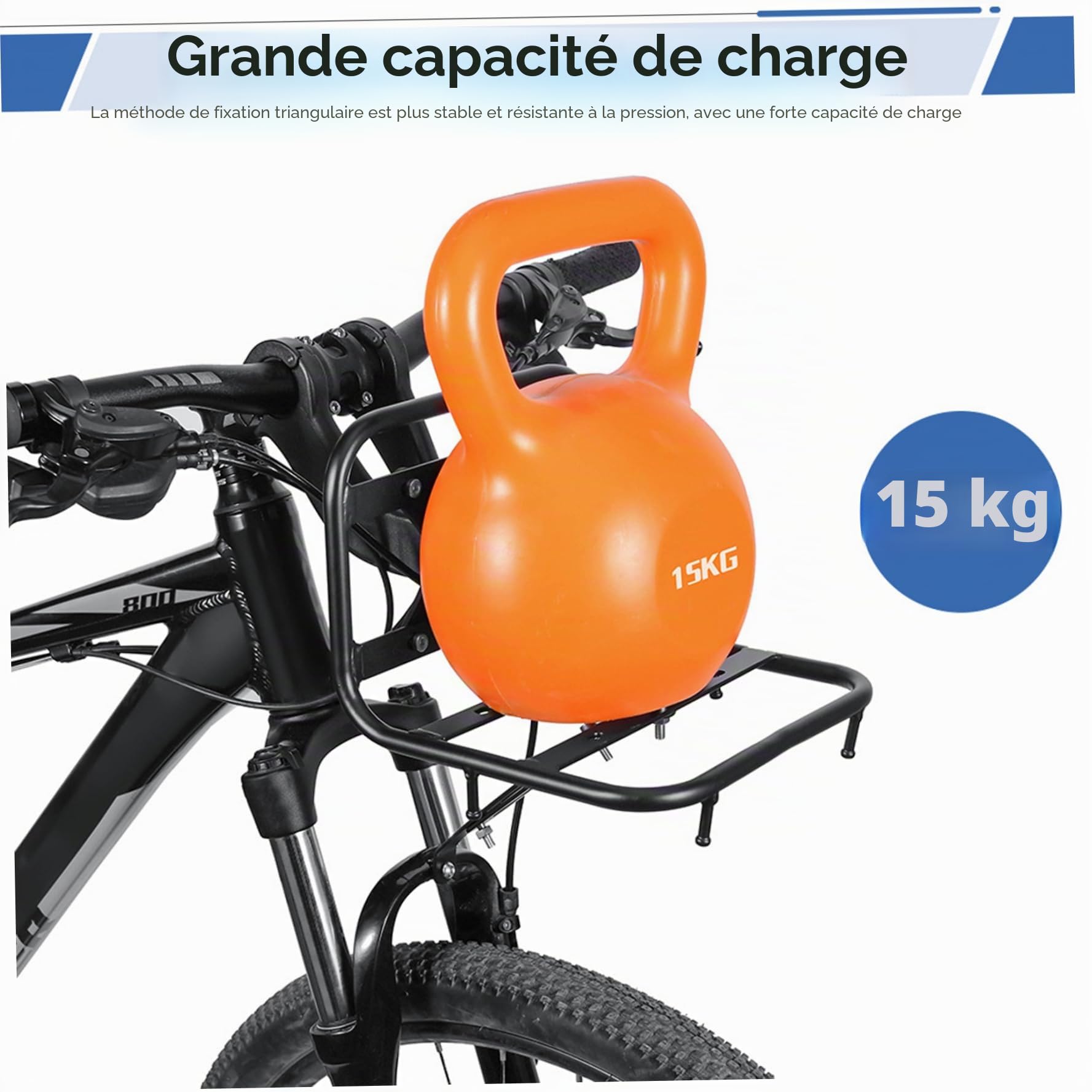 Porte-vélos pour vélo | Porte-Bagages Avant – Cargaison en Alliage d'aluminium avec Charge maximale de 15 kg, monté sur Fourche pour la Plupart des vélos