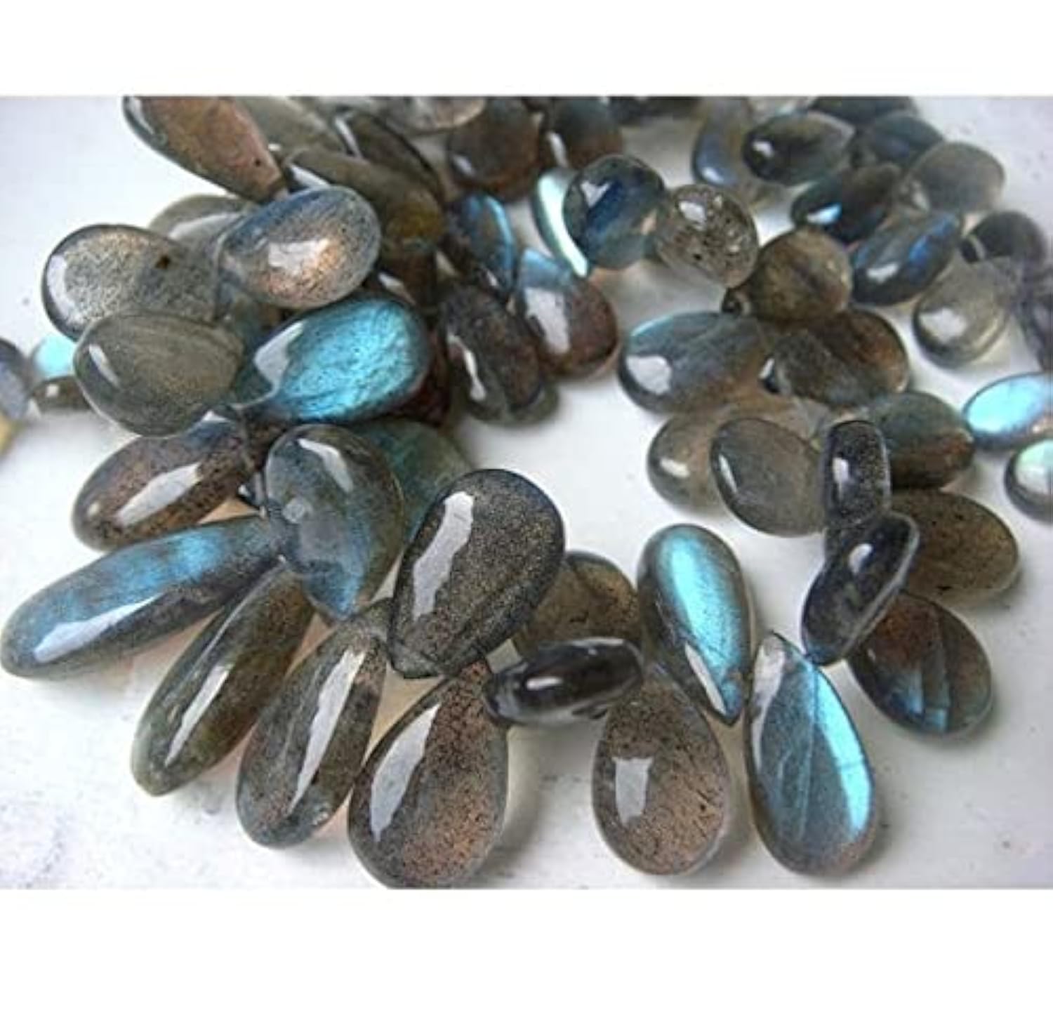 Perles en labradorite véritable poire pour la création de colliers artisanaux