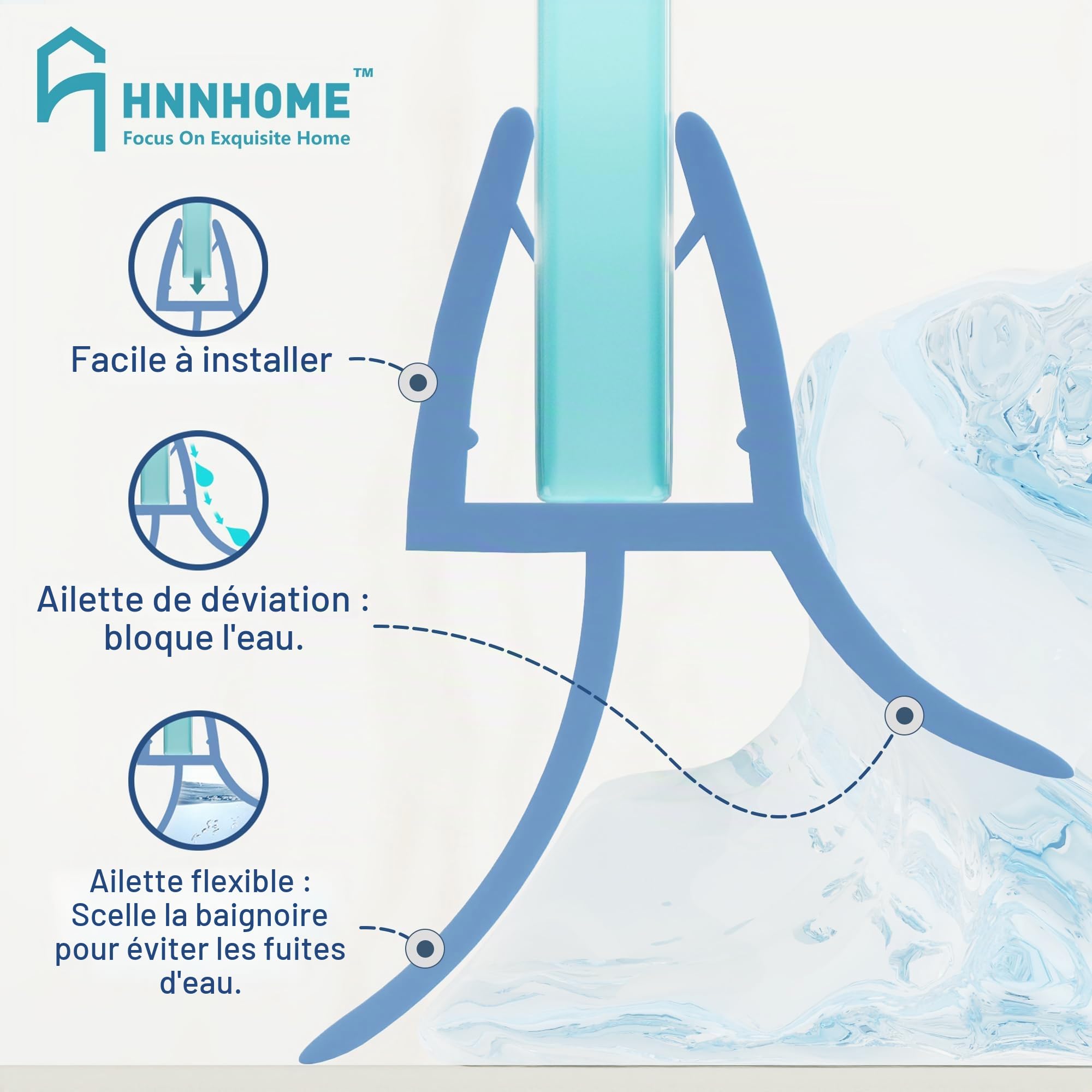 HNNHOME Lot de 2 joints d'étanchéité en caoutchouc et plastique pour porte en verre droite incurvée de 6 à 8 mm jusqu'à 20 mm d'écart entre 100 cm