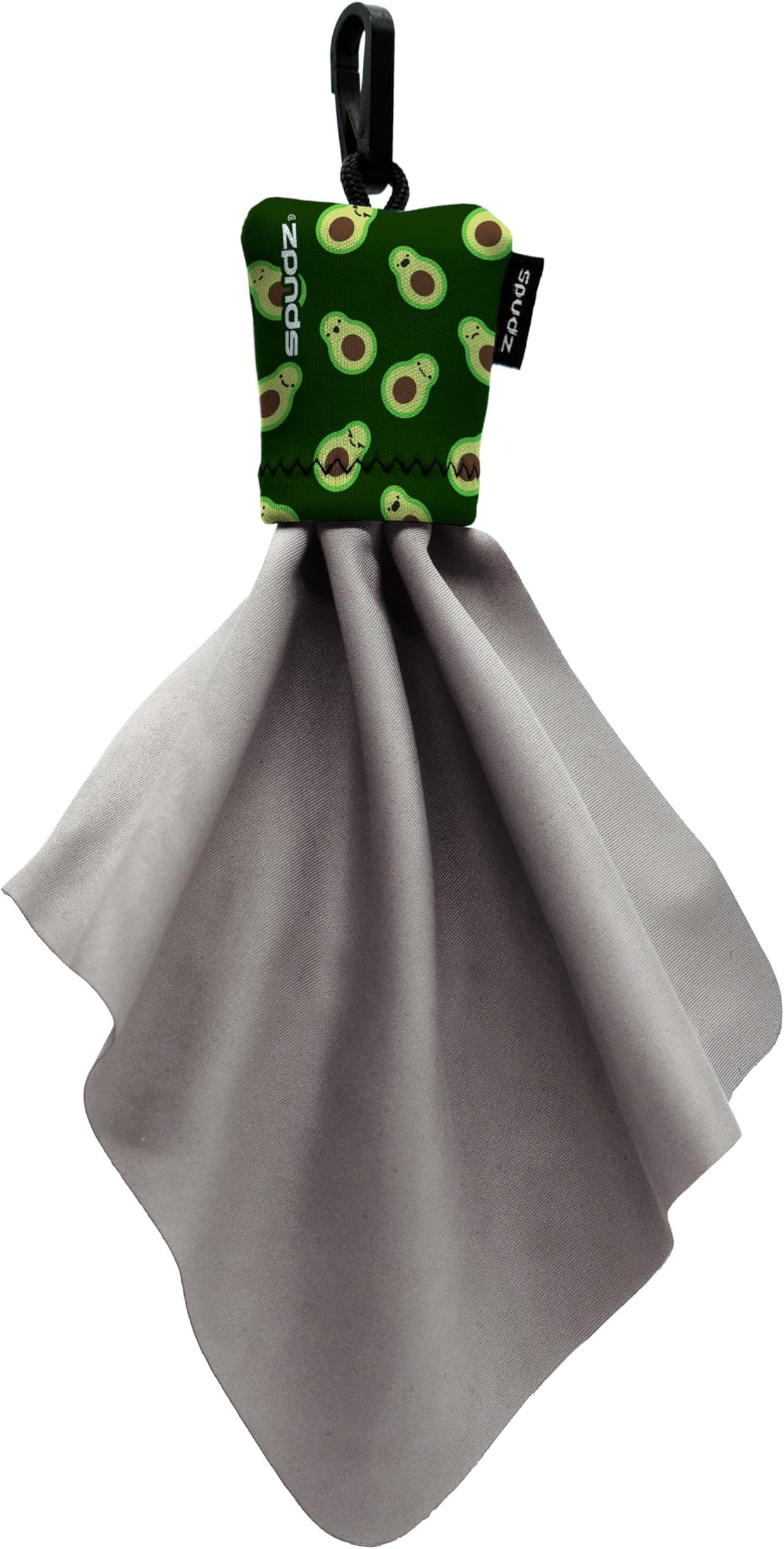 SPUDZ Classic Microfiber Lens Cleaner – Clip-On Pouch, Washable – for Binoculars, Scopes, Glasses, Screens | Avocado, 6 x 6 Inch