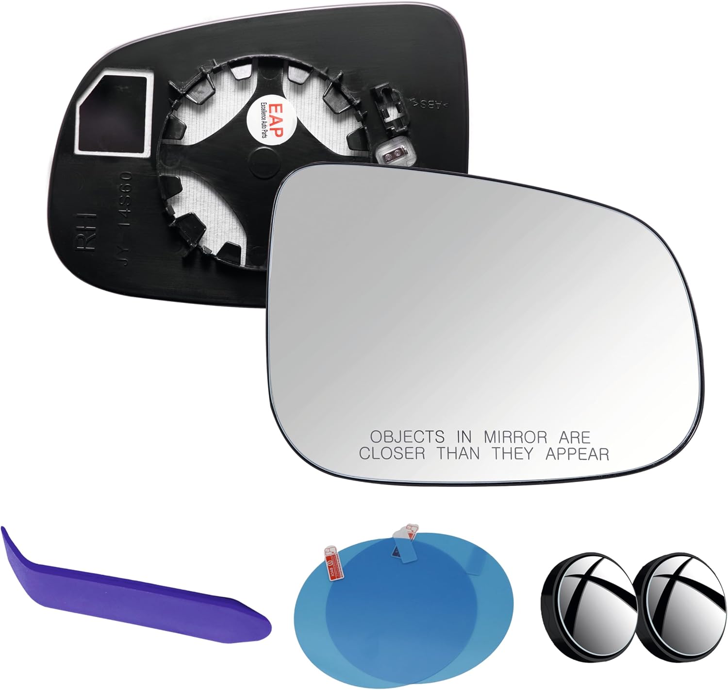 EAP Passenger Side Mirror Glass Compatible With Volvo S60 S60 Cross Country V60 V60 Cross Country S80, Jaguar, Heated Without Auto Dimming, 31298051 31352499 C2Z31945 C2C37093 C2Z15848