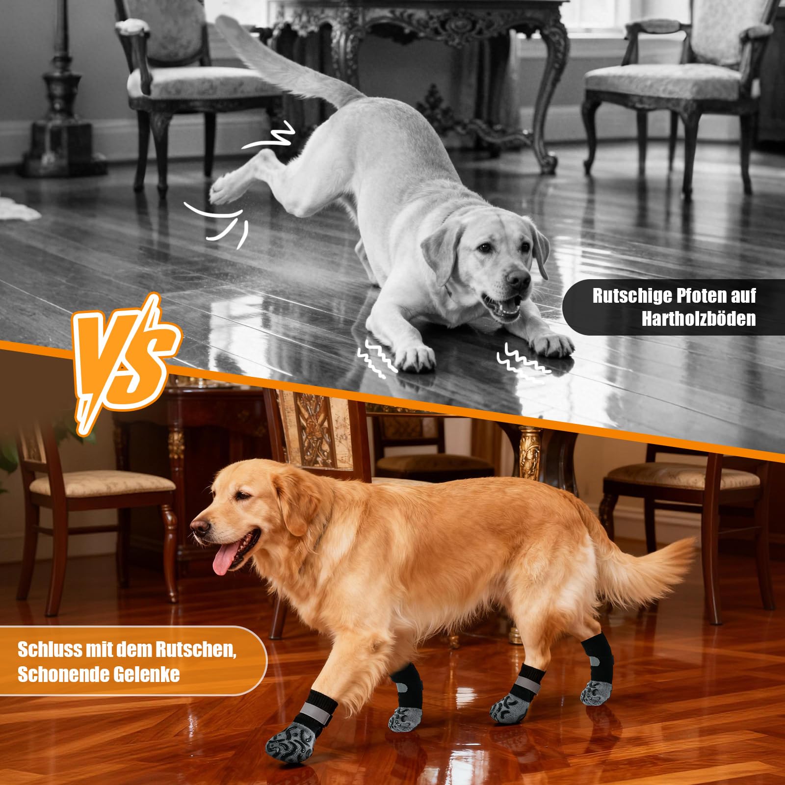 Chaussettes Antidérapantes pour Chiens,2 paires Chaussette Chien Antidérapantes,Chaussette Chie Pattes de l’Animal et Les Sols Intérieurs Convient pour Petits Chiens,Chiens Moyens,Grande Chiens
