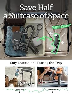 LISEN Best Airplane Tech Gadgets Tech Accessories Airplane Phone Holder (LED Light) Travel Essentials for Flying Gifts for Women Her Long Flight Travel Accessories for Women Men Selfie Photography