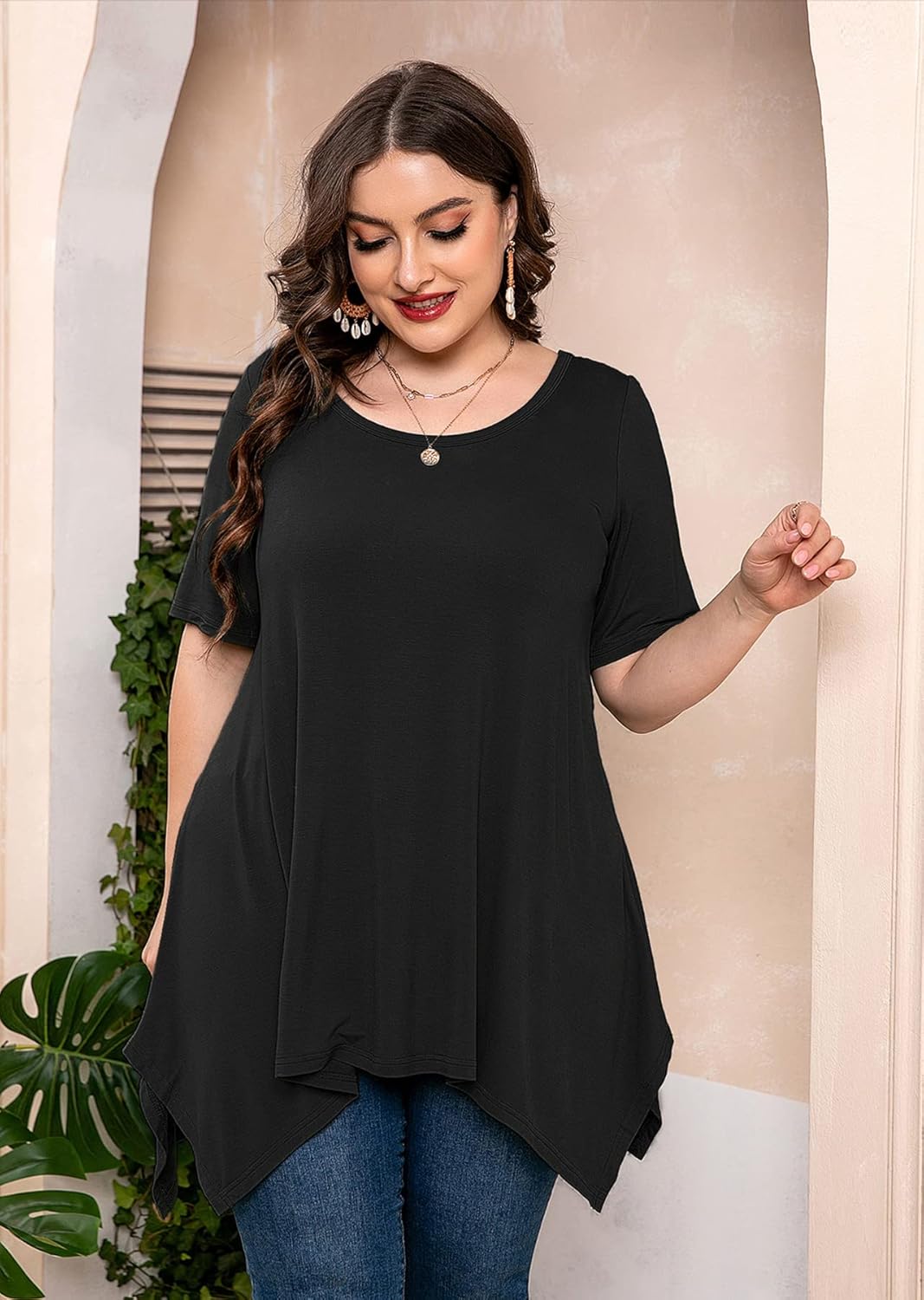 AusLook Plus Size Summer Tunic Top