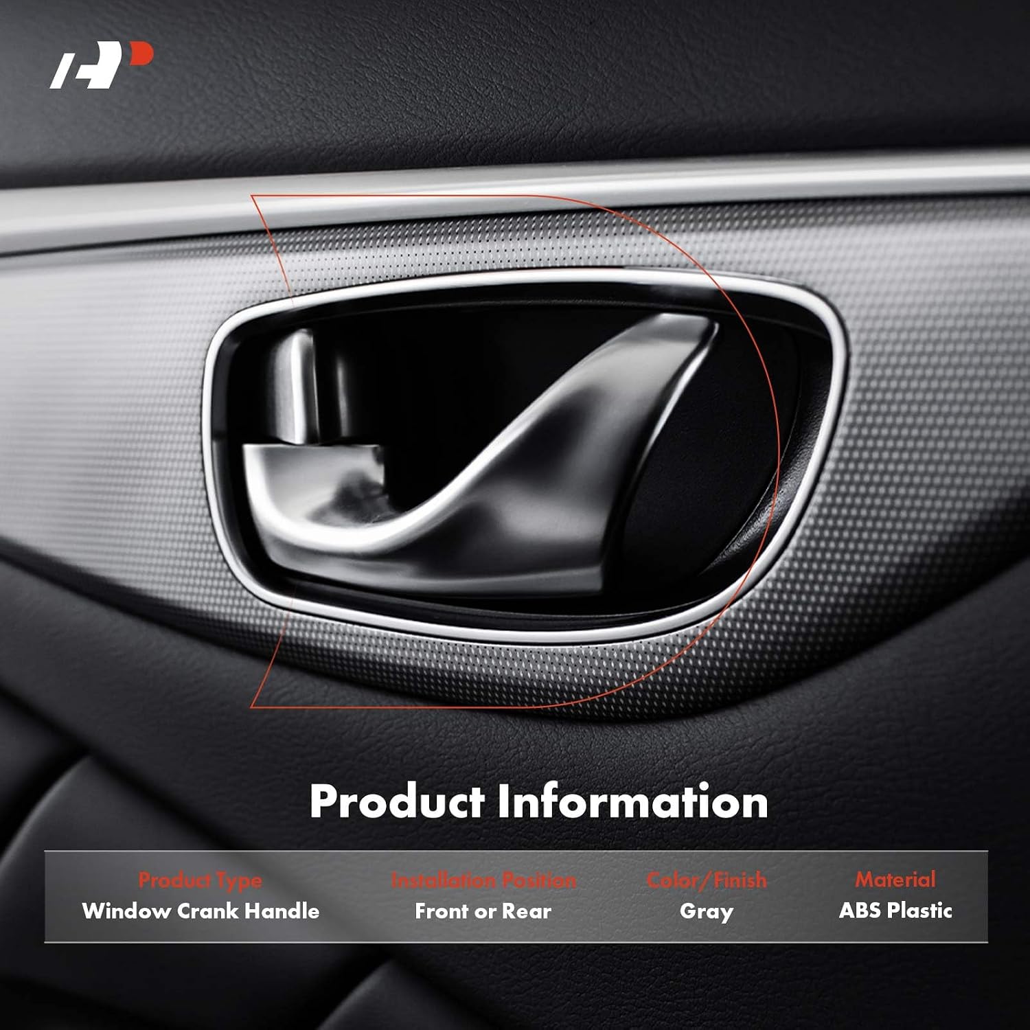 A-Premium Front or Rear Side Textured Gray Window Crank Handle