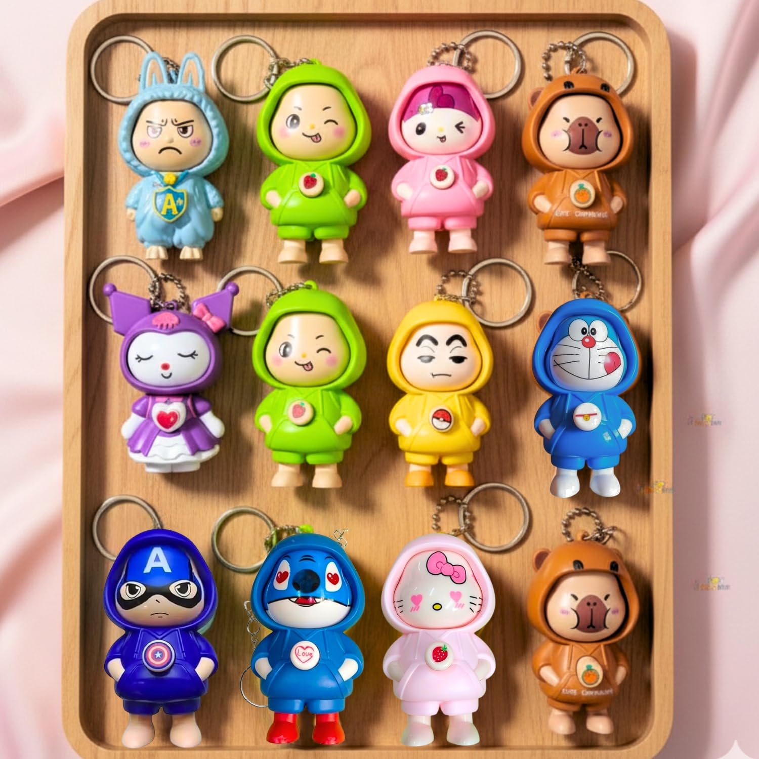 Toy Imagine Face Changing Cartoon Keychain 3 Expression 3D Character Key Ring ABS Toy Key Holder for Bags and Cars Cute Action Figure Gift for Kids and Adults(Pack of 12)-image-26