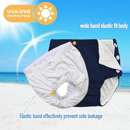 Miniatura 4 de Pañales de natación reutilizables para bebés recién nacidos, lavables, unisex, pañales de natación para bebés, color azul marino, 0-3 meses