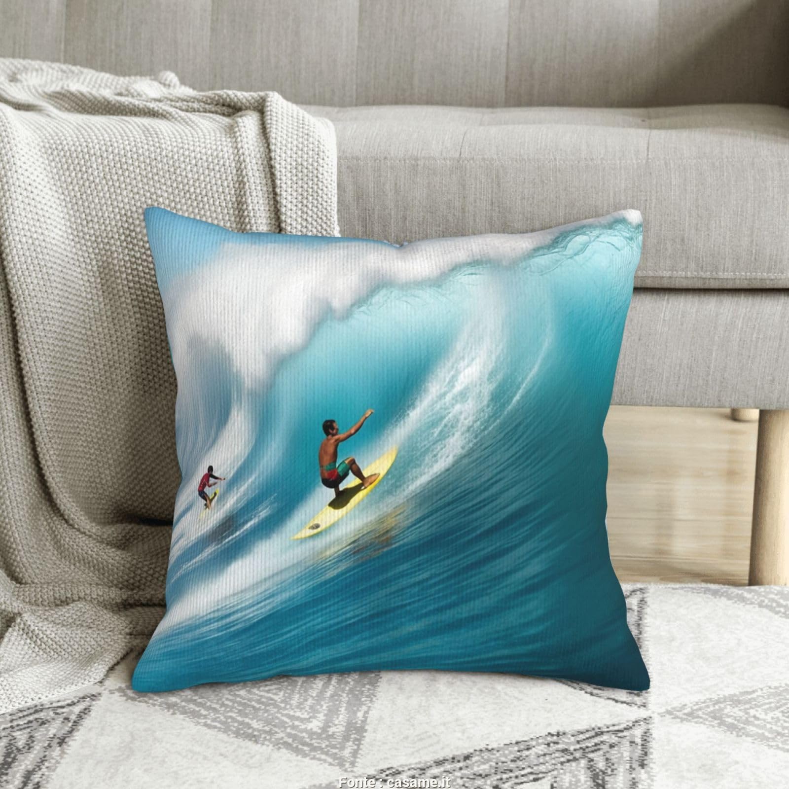 Housse de coussin velours côtelé surf 45x45 cm pour décorer votre canapé