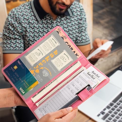 Miniatura 43 de CoBak - Libreta para mesero, organizador con bolsillo con cierre, para personal de restaurantes, 5 bolsillos grandes, con portabolígrafo, verde