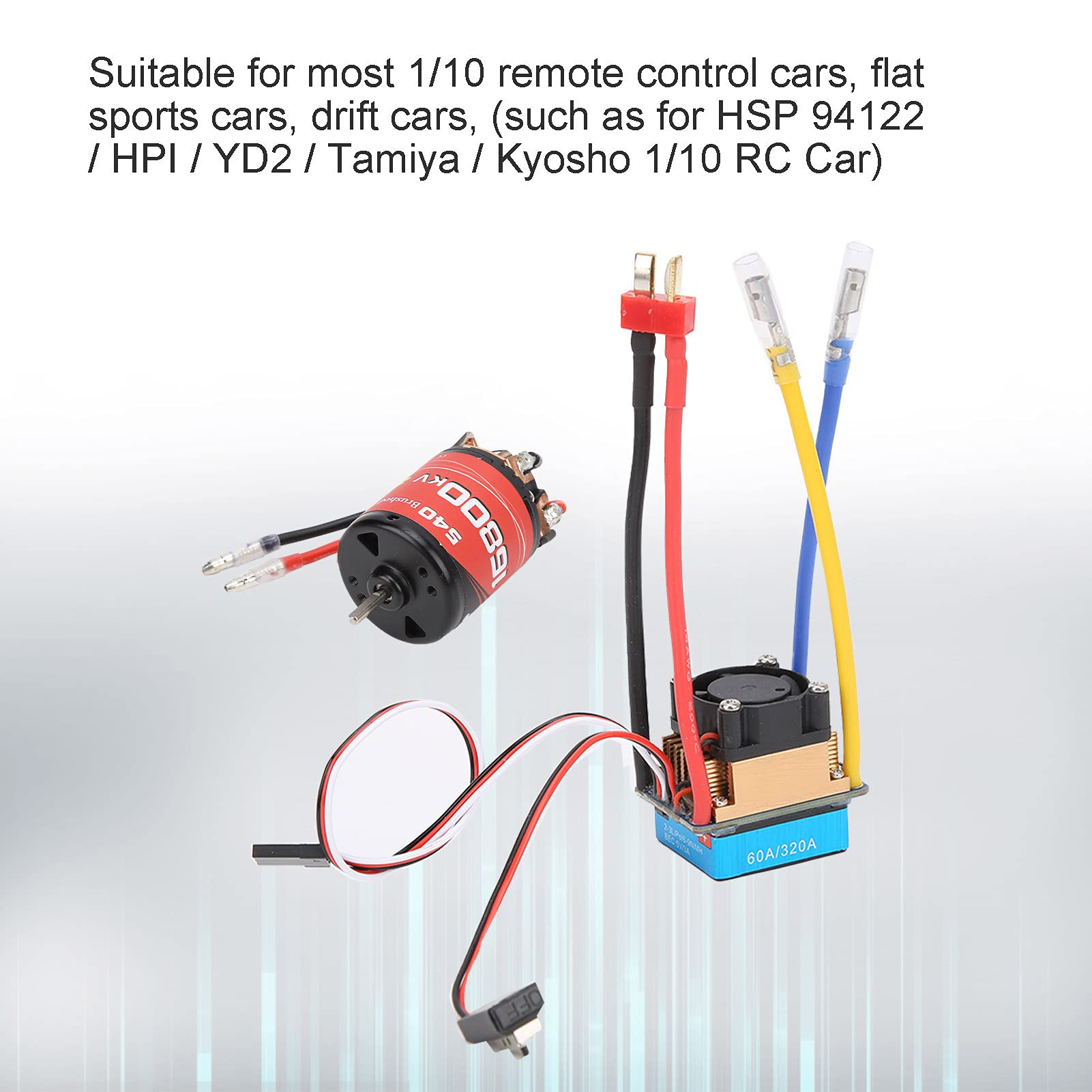 540 16800KV wodoodporny silnik z wbudowanym hamulcem wentylatora chłodzącego ESC dwukierunkowy szczotkowany 60A do samochodu RC 1/10
