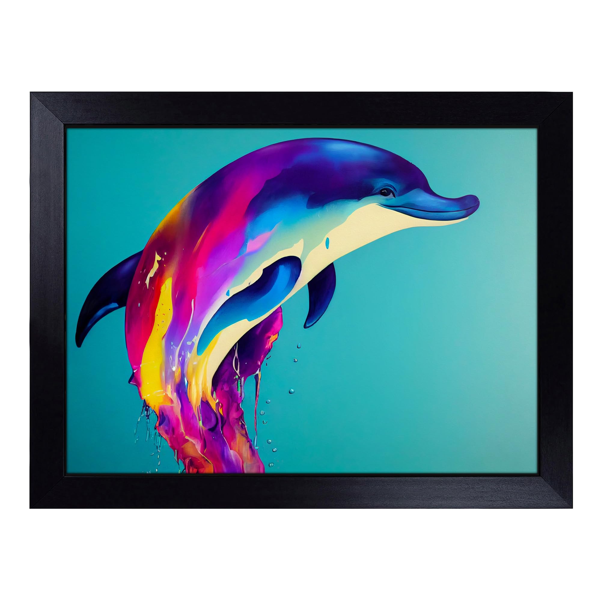 Colourful Dolphin Abstract | Lap Tray with Bean Bag Cushions | Padded Cushion Base | Portable TV Tray Table for Eating, Working, Crafting, or Laptop Use