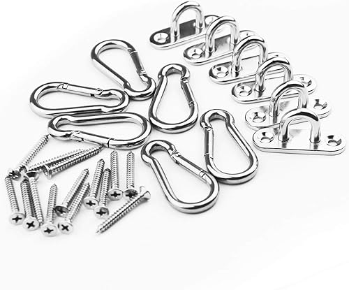 Miniatura 4 de 6 ganchos en U de acero inoxidable de 1.8 pulgadas + 6 ganchos de acero inoxidable, lazo de grapas de hardware marino con tornillos