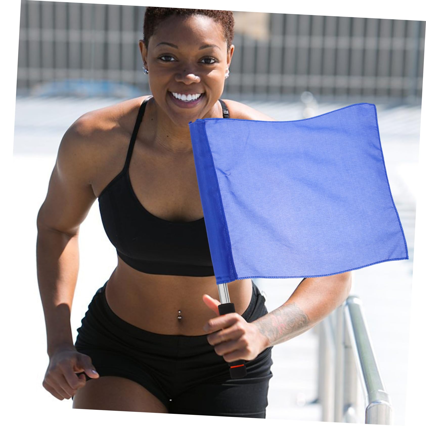 Balacoo Waving Flags for Racing Official Flag Conducting Racing Flags Handheld Signal Flags Referee Flag Equipment Handheld Flags Football Hand Signal Flag Stainless Steel Fan Warning Flag, Blue