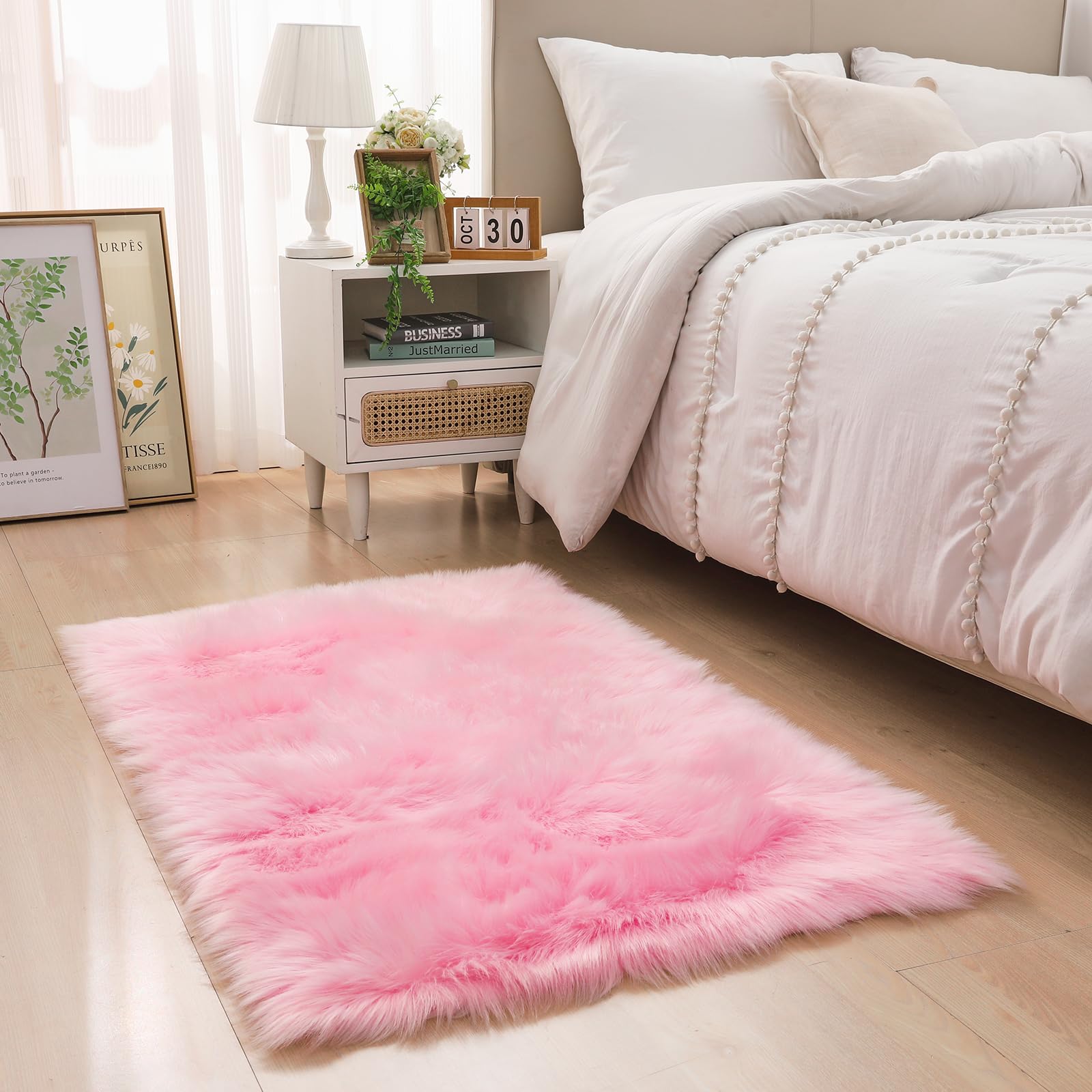 Faux Sheepskin Rug - Faux Fur Rug- Fluffy and Soft Faux Sheepskin Area...