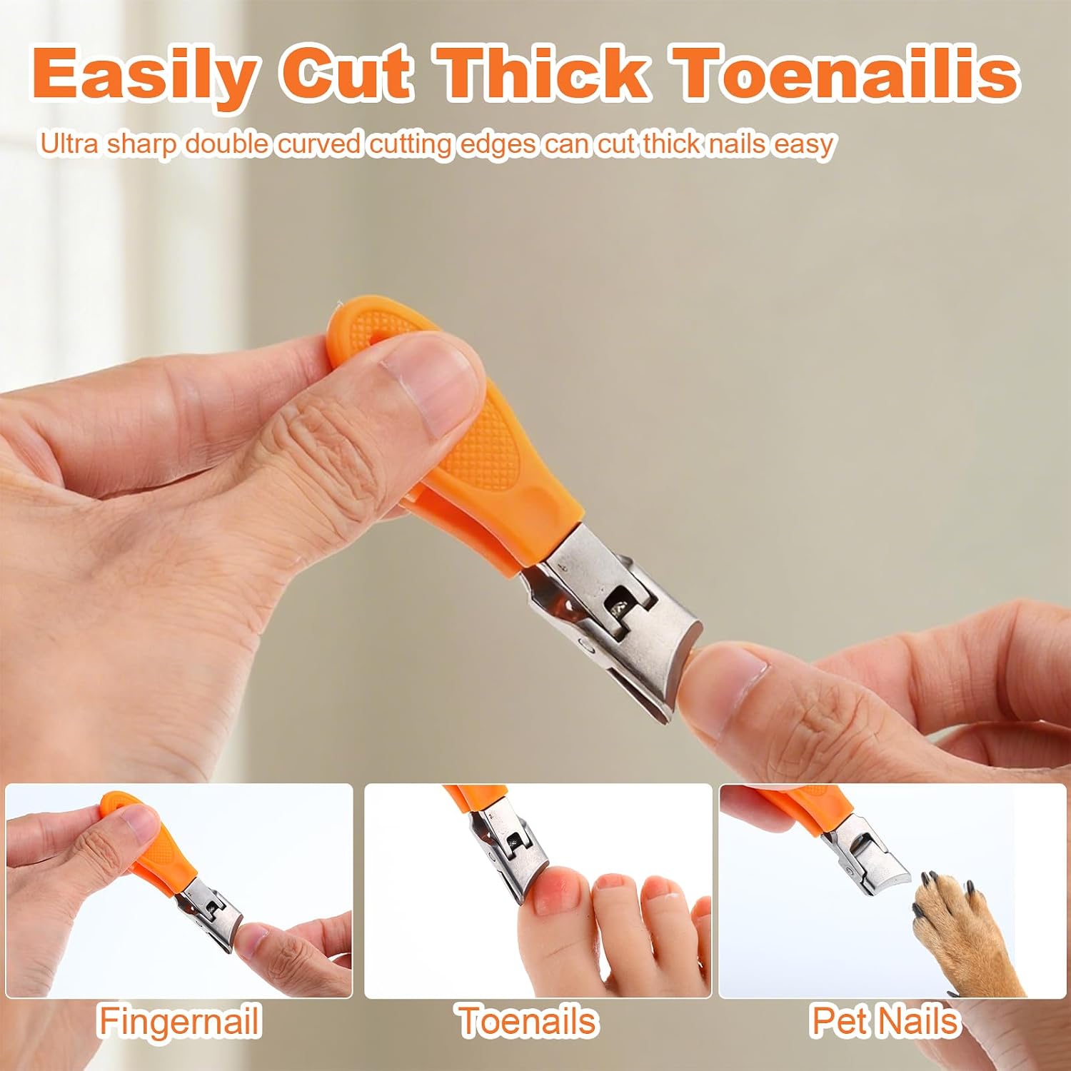 2 Pcs Wide Jaw Opening Anti-Splash Slanted Nail Clipper Fingernail and Toenail Clippers Long Handle No Splash Ingrown Nail Trimmer Slanted Nails Clippers for Ingrown Nails Women Men