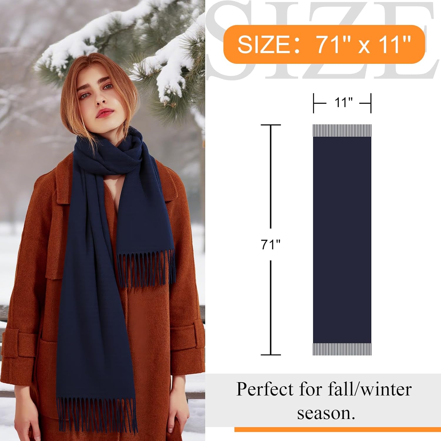 100% Cashmere Tassel Scarf for Women and Men, Unisex Winter Warm Long Scarves, Large Travel Blanket Scarf Wrap with Gift Box - Image 6