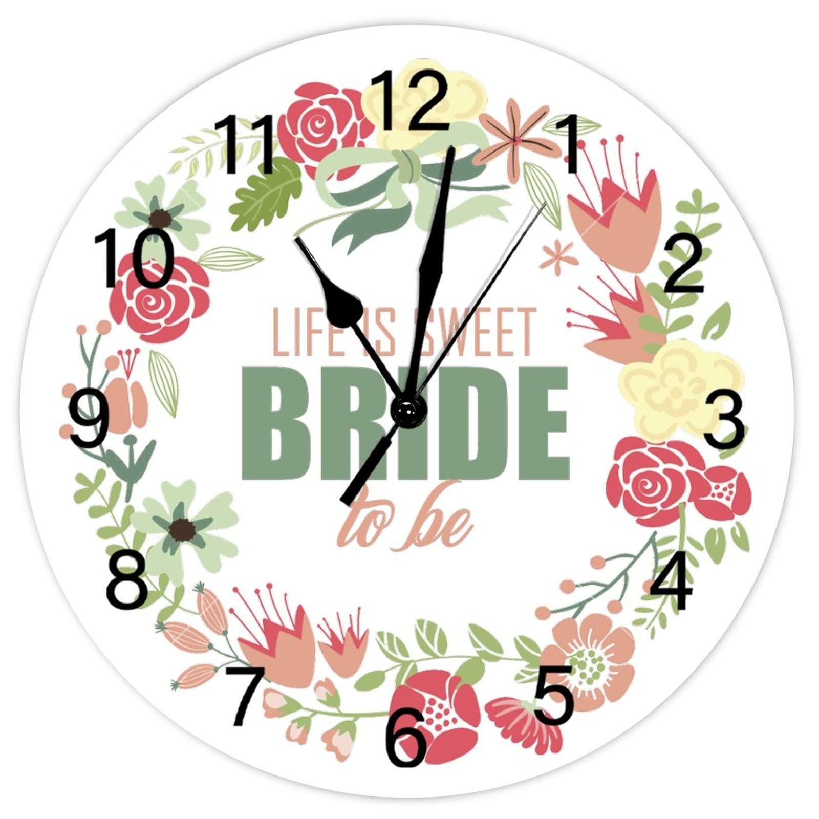Horloge murale ronde Bride to Be cadeau de mariage rustique