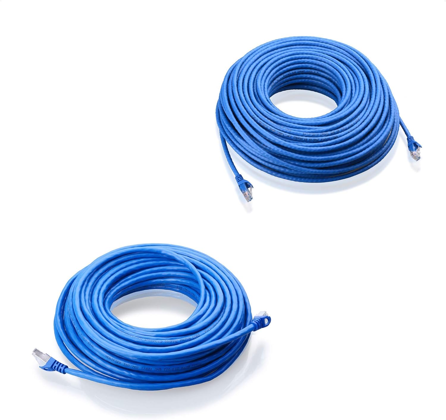Cable Matters Snagless Long Cat6 Ethernet Cable (Cat6 Cable, Cat 6 Cable) in Blue 125 ft & Cat6A (SSTP, SFTP) Shielded Ethernet Cable 75 ft