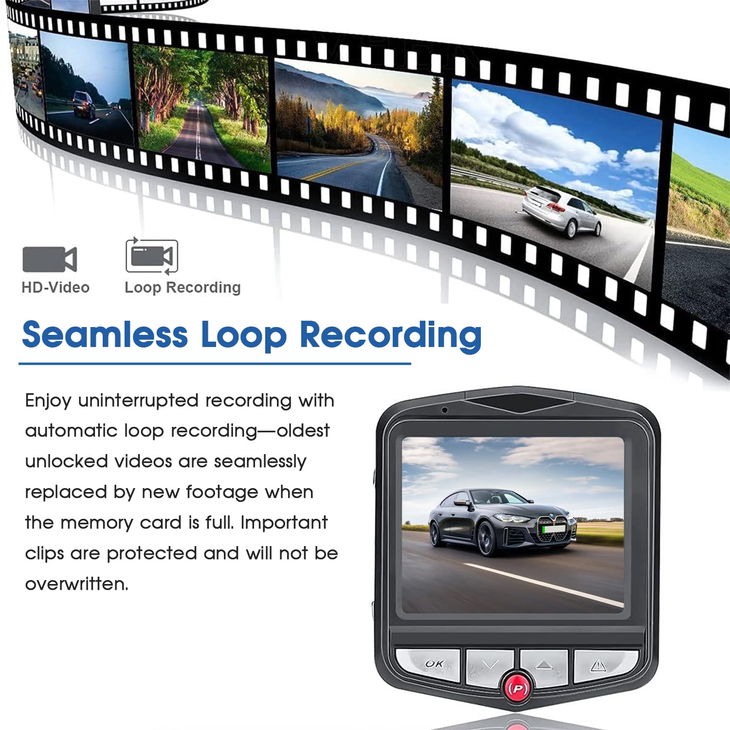 Illustration of seamless loop recording where older videos are replaced by new footage