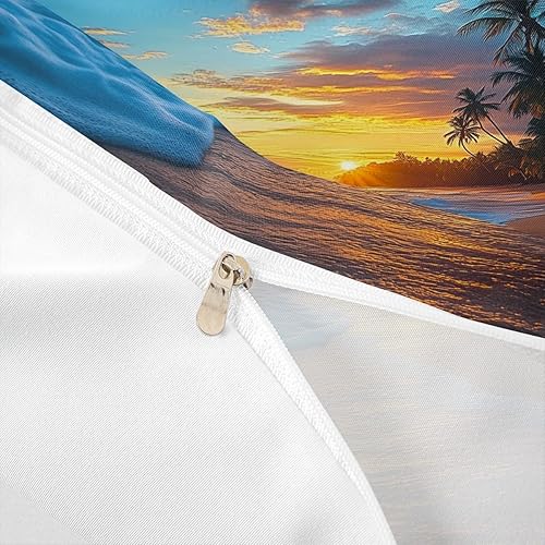 Miniatura 3 de Funda de edredón de playa completa, juego de ropa de cama del océano para niños, niñas y niños, funda de edredón hawaiana con olas marinas, edredón