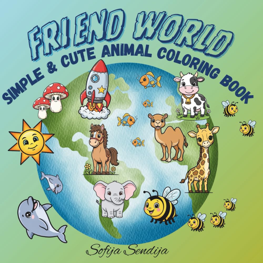 Friend World: Cute & Simple Animal Coloring Book