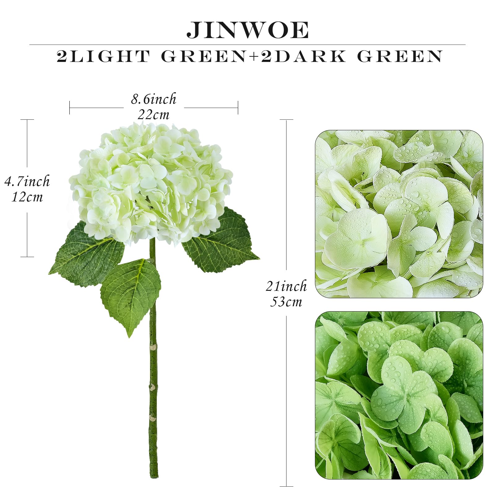 JINWOE Ortensie artificiali da 53,3 cm, in lattice di seta realistica, grandi fiori artificiali per matrimoni, esterni, cucina, tavolo, casa, giardino, 4 pezzi