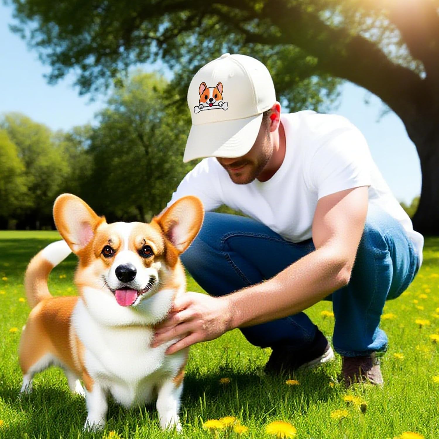 Corgi Gifts for Corgi Lovers, Adjustable Dog Hat for Women Men, Embroidered Front and Back Cap - Image 9