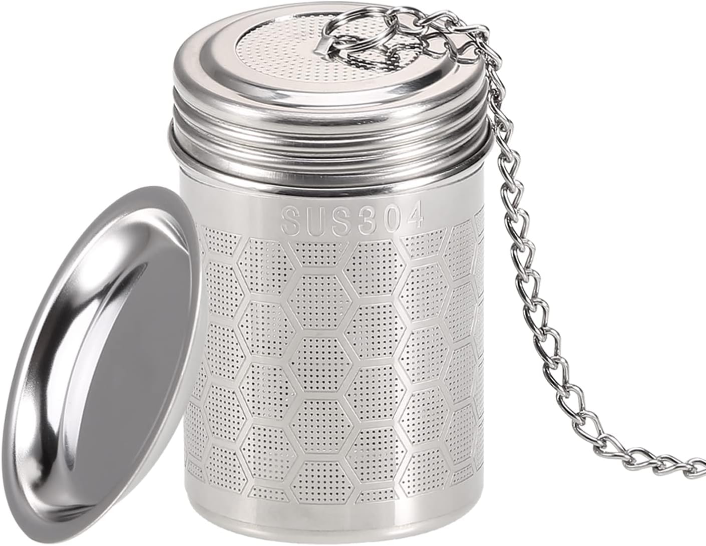 Tea Infusers for Loose Tea, 304 Stainless Steel Loose Leaf Tea Steeper, Extra Fine Mesh Tea Strainer with Extended Chain Hook and Cover for Brew Tea, Spices & Seasonings