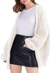 QUALFORT Cardigan Sweaters pour les femmes 100% Cotton Button-Down surdimensionné tricot vêtements de dessus haut d'automne pour les femmes 2026