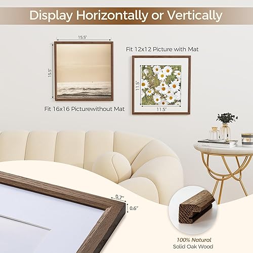 Miniatura 594 de Fun Memories Portarretratos de metal de 16 x 20 pulgadas con paspartú de 11 x 14 pulgadas, acabado de aluminio cepillado, parte delantera de vidrio