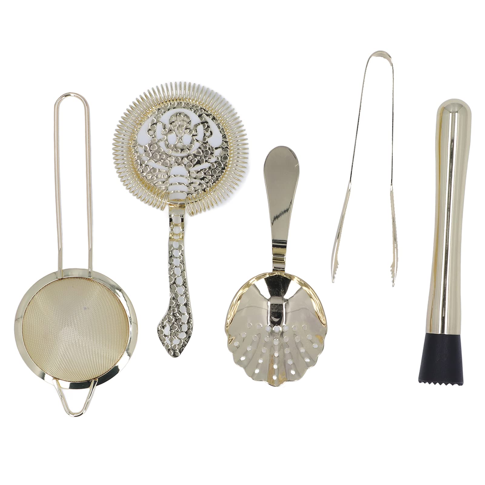 AMONIDA Set di Shaker per Cocktail Strumenti Facili per Miscelare in Acciaio Inossidabile per Feste da Bar in Casa Acciaio Inossidabile 11 Pezzi (GOLD)