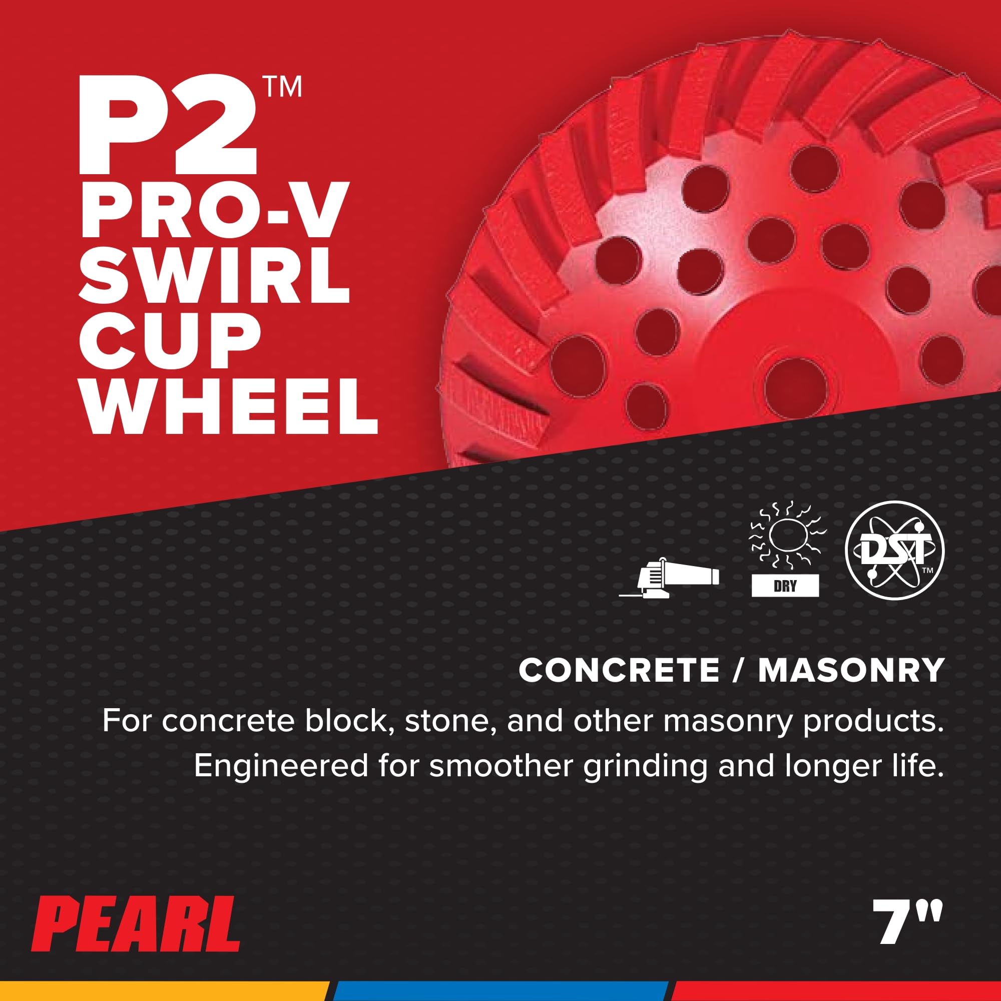 Pearl Abrasive PV07CSH Pro-V Series Swirl Segmented Cup Wheel 7 x 5/8-11