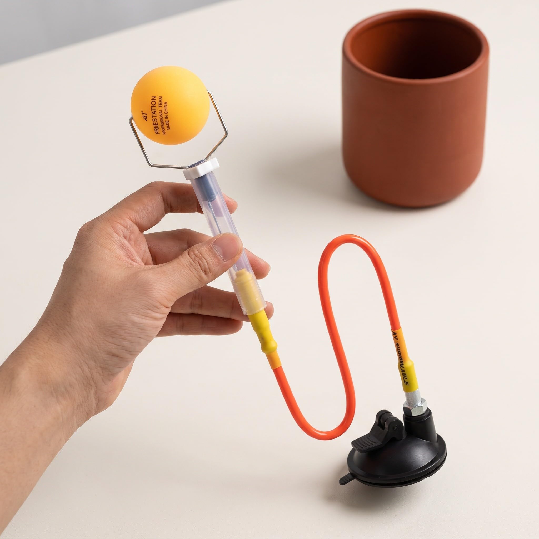 Toddmomy 1 set di attrezzo per allenamento di rimbalzo ping pong con base a | Attrezzo per allenamento di ping pong con rimbalzo, robusto di fissaggio a ventosa, ideale per esercizi individuali, design