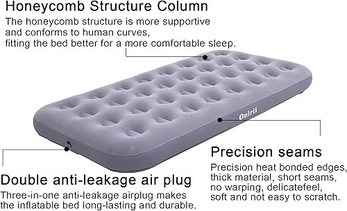 Miniatura 4 de Colchón de aire de campamento individual de tamaño individual con bomba de aire, colchón de aire inflable, cama portátil engrosada, almohadilla de
