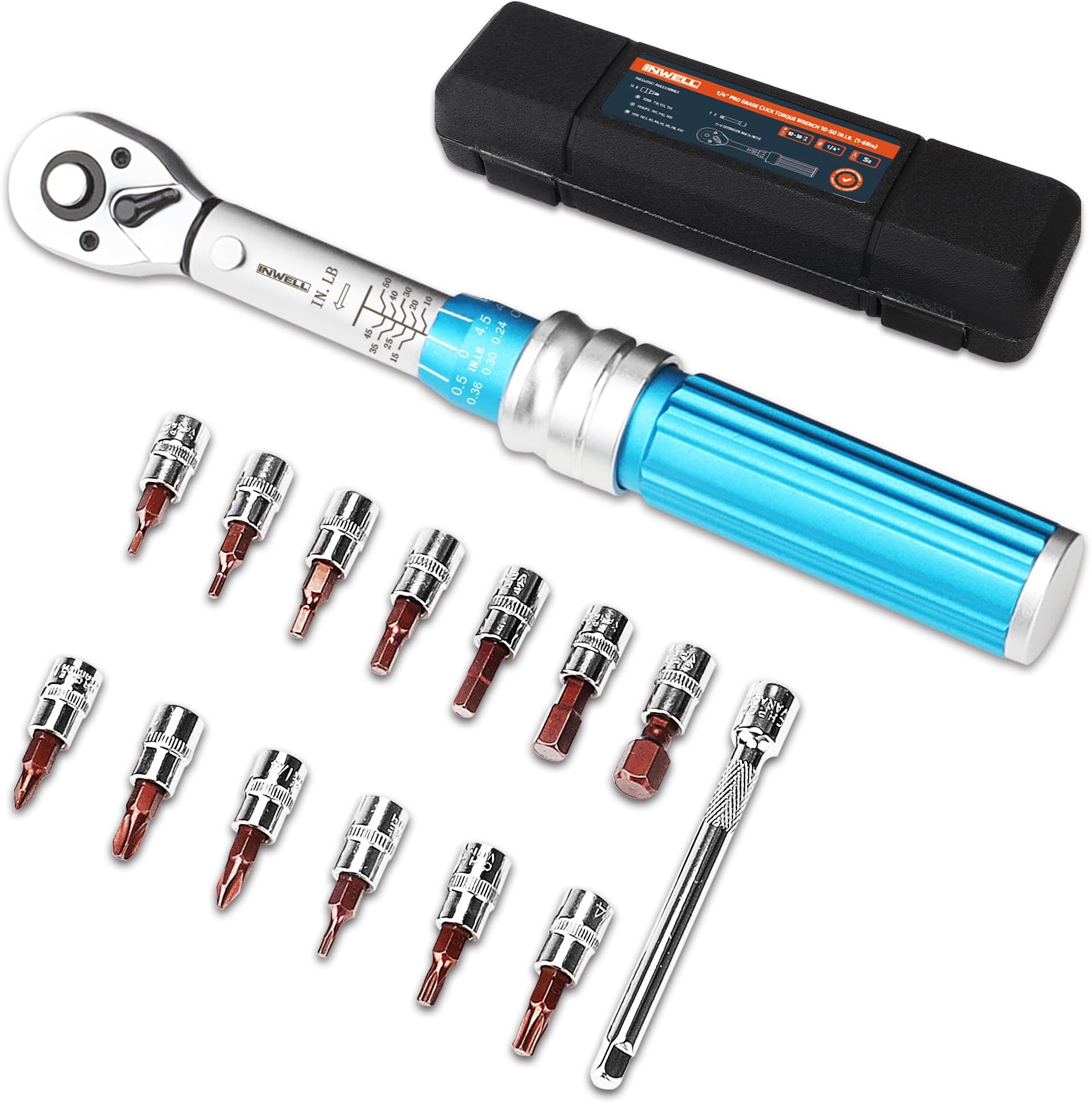 1/4 Inch Drive Click Torque Wrench Set - 10-50 in./lbs(1-6 Nm) - For Bicycle,Scope Mounting, Gunsmithing and Maintenance
